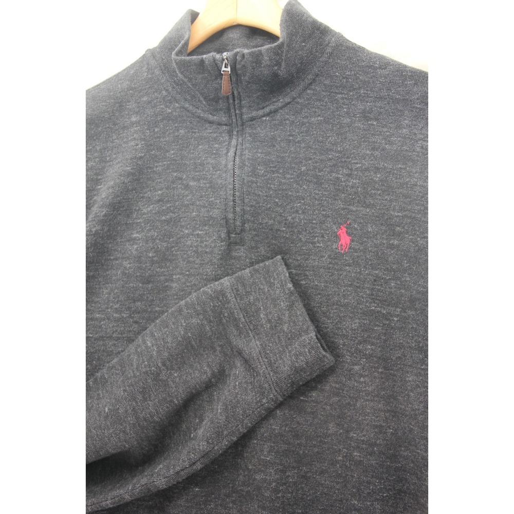 Polo Ralph Lauren Sweater Mens XL Gray Quarter Zip Mock Neck Estate Rib Classic